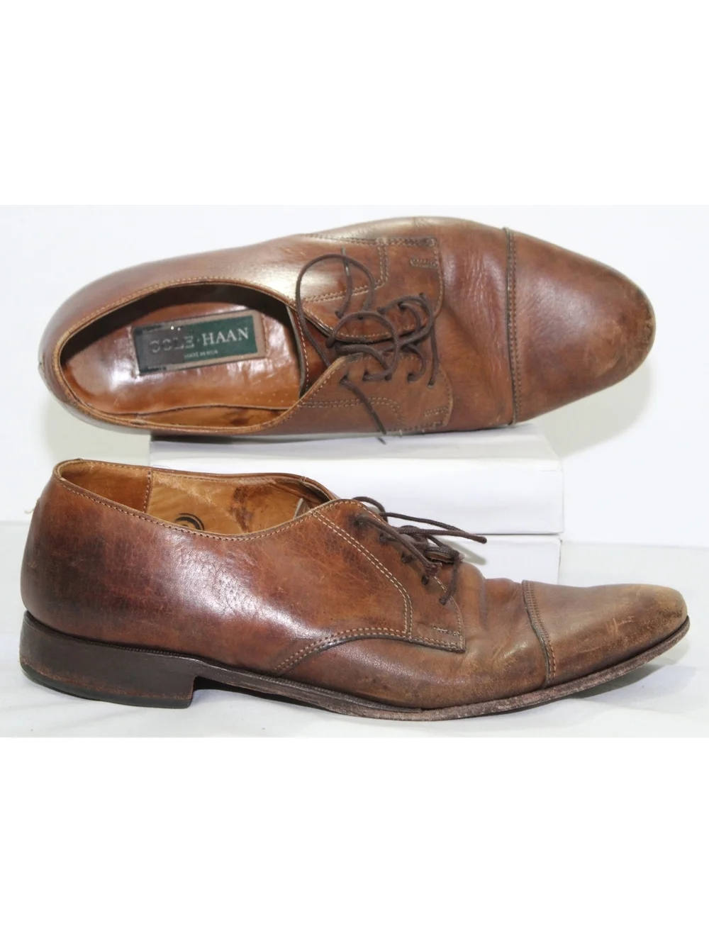 Cole Haan Watson Casual Brown Cap-Toe Oxford Mens Leather Dress Shoes Size 10 D